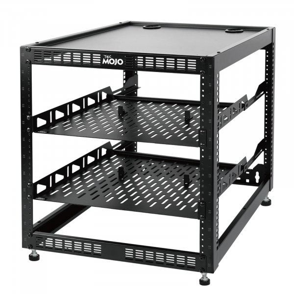 Tecmojo 12U Open Frame Network Rack for IT & AV Gear, AV Rack Floor Standing or Wall Mounted,with 2 PCS 1U Rack Shelves & Mounting Hardware,Network Rack for 19" Networking,Audio and Video Device