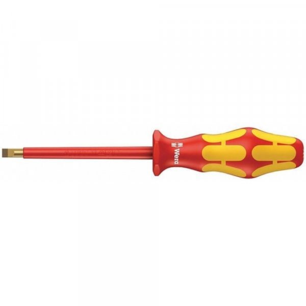 Wera 05006125001 Kraftform Plus VDE 160i Slotted Insulated Screwdriver, Lasertip, 6.5mm Head, 6" Blade Length