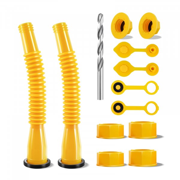 Gas Can Spout Replacement, Anti-Spill Gas Can Nozzle Replacement, 2-Kit Upgraded Spouts No Leaky with Flexible Nozzle, Can Vent Caps, Fit for Most 1/2/5/10 Gal Can