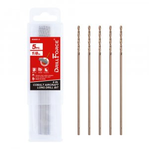 VALYRIANTOOL 1/8 in. x 6 in. Cobalt Aircraft Extension Drill Bits Set(5PCS), M35 High Speed Steel Drill Bit Extra Long Deep Hole Drilling for Stainless Steel, Plastic and Wood