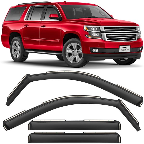 Voron Glass in-Channel Extra Durable Rain Guards for Chevrolet (Chevy) Suburban 2015-2020, Window Deflectors, Vent Window Visors, 4 Pieces - 200539