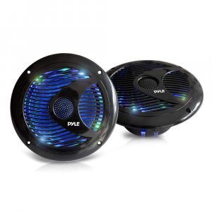 Pyle PLMR6LEB 6.5'' 150 Watt Black Marine Speaker pair w/ LED Lights
