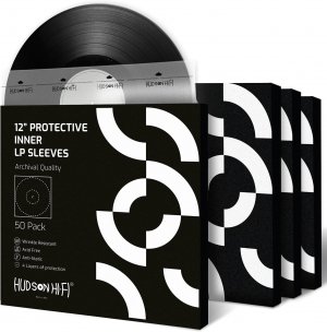 Hudson Hi-Fi Anti-Static Vinyl Record Sleeves - Durable Clear Disc Sleeves- Protect Your LP Albums from Scratches, Dust & Dirt - Acid-Free Rice Paper Disc Covers, 50x Inner Sleeves