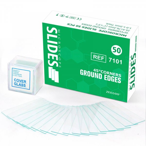 ZEEGOO Microscope Slides and Covers, 50 Slides + 100 Coverslips