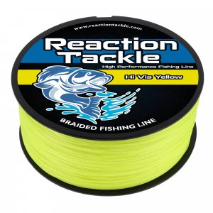 Reaction Tackle Braided Fishing Line - Pro Grade Power Performance for Saltwater or Freshwater Fish - Colored Fishing Line Braid for Extra Visibility - Hi Vis Yellow 30 Lb (1000 Yards)