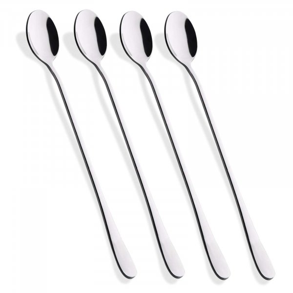 Hiware 9-Inch Long Handle Iced Tea Spoon, Coffee Spoon, Ice Cream Spoons, Stainless Steel Cocktail Stirring Spoons, Set of 4