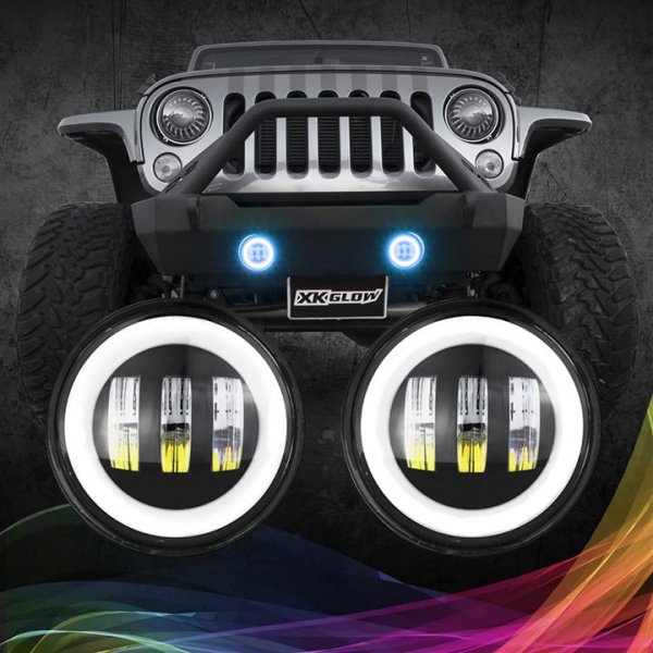 XKGlow XK042010B 4 RGB LED Fog Light Kit w/Switchback DRL Turn Signal  Pair