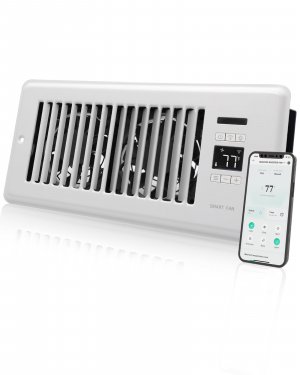 Howeall Super Quiet Register Booster Fan for 4" x 10" Register Holes, Smart Register Vent with Dual Intelligent Thermostat and WIFI App Control, Heating Cooling AC Vent Fan (White)