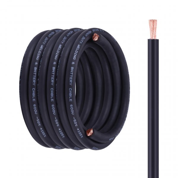 Geosiry 1/0 Battery Cable, 1/0 Wire 30FT Black for Auto Marine Solar