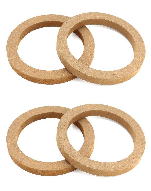 QWORK Wooden Speaker Spacer Rings, 4 Pcs 6.5" Car MDF Speaker Ring, MDF Tweeter Wood Rings for 6.5 Inch Speakers