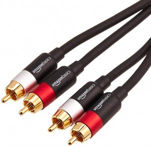 Amazon Basics 2 Male RCA Stereo Audio Cable for Hi-Fi System, Amplifier, Active Speakers or Subwoofer with Gold-Plated Connectors, Digital Audio, Stereo Interconnect, 15 Feet, Black