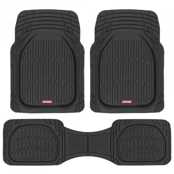 Motor Trend FlexTough Floor Mats for Cars, Black Deep Dish All-Weather Car Mats, Waterproof Trim-to Fit Automotive Floor Mats for Cars Trucks SUV, Universal Floor Liner Car Accessories