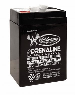 WILDGAME Innovations 6V New Version Edrenaline Rechargeable Battery for Game Feeders Outdoor Long-Lasting Sealed Lead-Acid Tab Style Rechargeable Battery