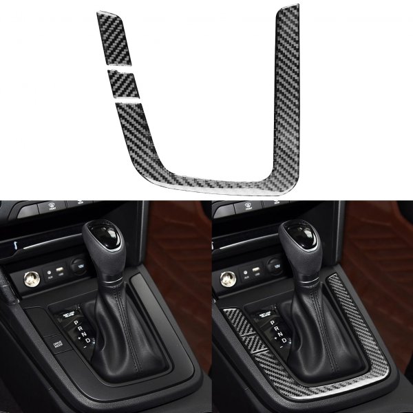 NVCNX Real Carbon Fiber Accessories for Hyundai Elantra 2017 2018 Car Thick Overlay Center Console Gear Shift Panel Button Cover Interior Trim Soft Sticker Decal 3PCs only for SE SEL
