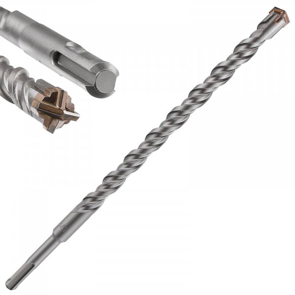 Wensilon Concrete Drill Bit - 1pcs 5/8" X 12"-10" Cross-Type Double Thread Carbide Material Suitable for Brick, Cement Walls, Stone, Extra Long Hammer Drill Bits