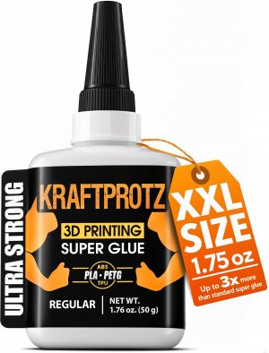 3D Printer Super Glue Thin for PLA, ABS, PETG, TPU & Nylon – 1.76 oz XXL – Capillary Action, Ultra Fast-Drying & Clear – Perfect for Resin, RC Parts, Cracks & Fine Detail Fixes