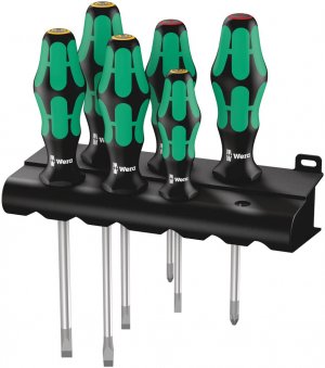 Wera 05105650001 Kraftform Plus 334/6 Screwdriver Set Rack and Lasertip 6 Pieces