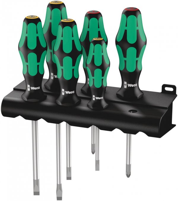 Wera 05105650001 Kraftform Plus 334/6 Screwdriver Set Rack and Lasertip 6 Pieces