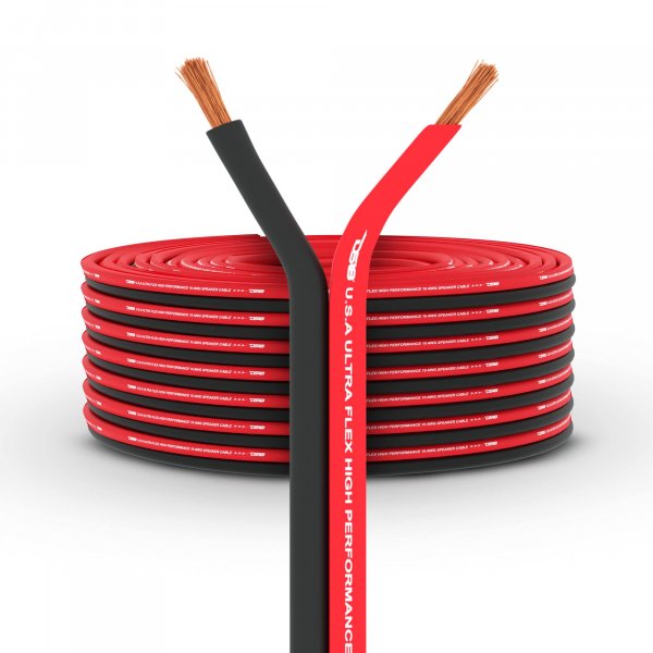 DS18 SW-16GA-100RB 16-GA Ultra Flex Speaker Wire Red and Black 100 Ft - Speaker Cable for Audio Applications