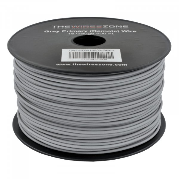 The Wires Zone 18 Gauge AWG 500' Feet ft Stranded Primary Remote Wire Cable (Grey)