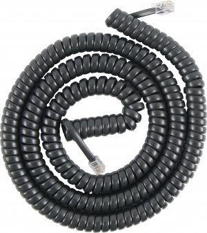 Power Gear Coiled Telephone Cord, 2 Feet Coiled, 12 Feet Uncoiled, Phone Cord works with All Corded Landline Phones, For Use in Home or Office, Black, 27639
