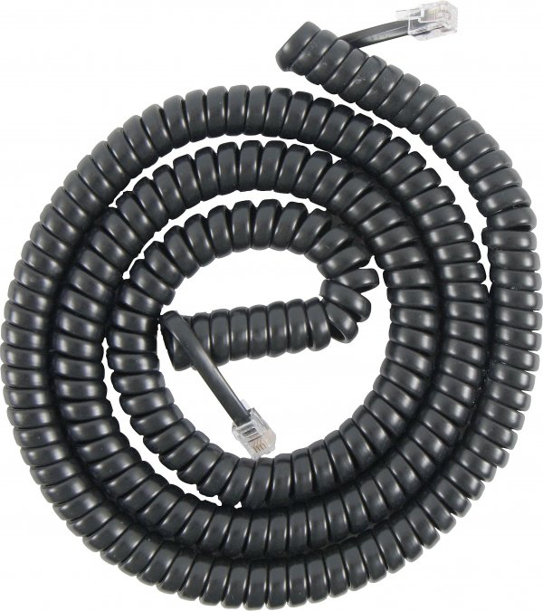 Power Gear Coiled Telephone Cord, 2 Feet Coiled, 12 Feet Uncoiled, Phone Cord works with All Corded Landline Phones, For Use in Home or Office, Black, 27639