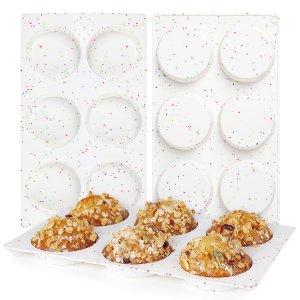 CAKETIME Muffin Top Pan, Silicone Egg Molds for Breakfast Sandwiches 3 Inch Round Baking Pan for Oven English Muffins, Whoopie Pies, Corn Bread, Egg bites, Tarts 3 Pack Confetti