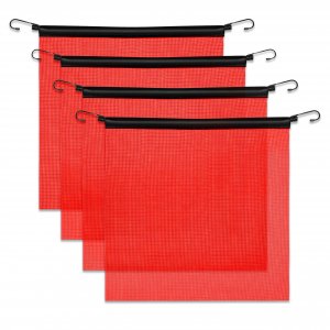Red Flag for Truck Loads, 18x18 Mesh Oversize Load Flags, 4 Pack