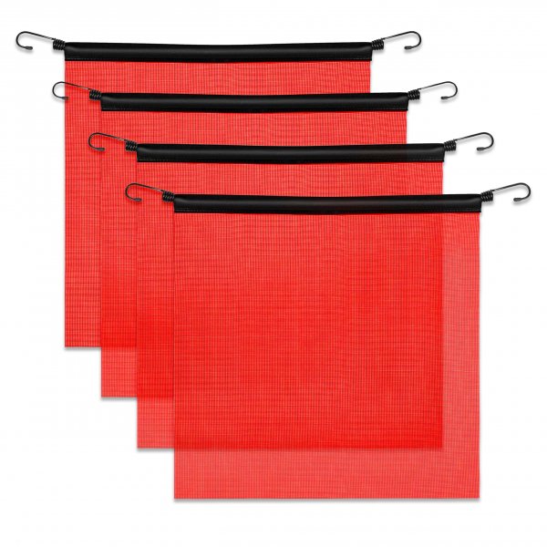 Red Flag for Truck Loads, 18x18 Mesh Oversize Load Flags, 4 Pack