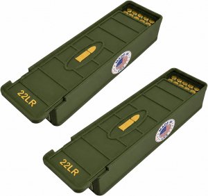 Ten Point Gear 22LR Ammo Box 100 Round (2 Pack) Stackable Ammo Storage Case Organizer for .22 Long Rifle Ammunition with Secure Lid – Durable Ammo Holder Made in USA
