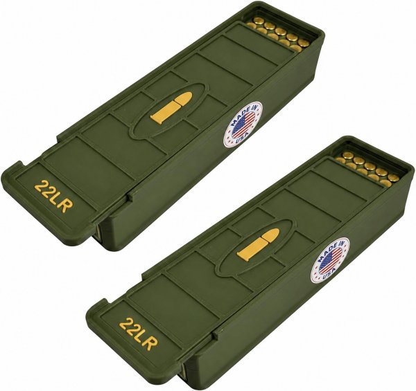 Ten Point Gear 22LR Ammo Box 100 Round (2 Pack) Stackable Ammo Storage Case Organizer for .22 Long Rifle Ammunition with Secure Lid – Durable Ammo Holder Made in USA
