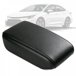 AOMSAZTO Armrest Covers for Corolla 2014-2019 Black with Black Stitching