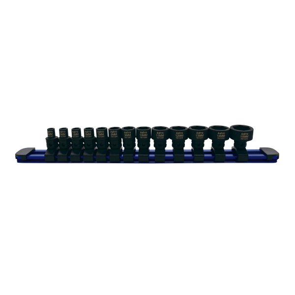 Astro Tools 78113 13-Piece 1/4" Drive Low Profile Nano Impact Sockets - Metric