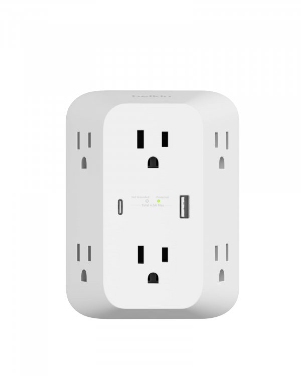 Belkin 6-Outlet Surge Protector Power Strip, 1680J with USB A & USB C Ports