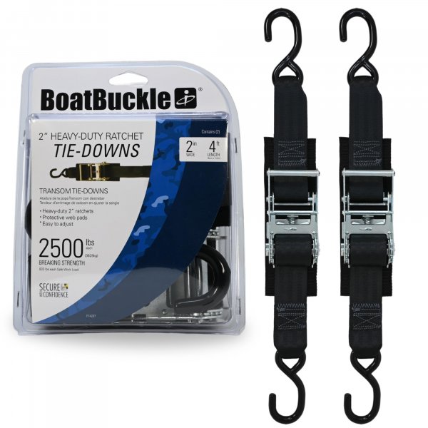 BoatBuckle F14207 Heavy Duty Ratchet Transom Tie-Downs (Pair)