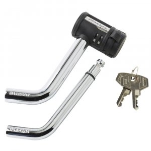 Master Lock Receiver Lock, 1/2 in. and 5/8 in. Swivel Head, Weather Resistant Trailer Coupler Locking Hitch Pin with Keys for Protecting Trailers, RVs, 2866DAT
