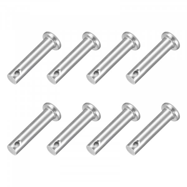 uxcell 8Pcs 1/4" x 1" Single Hole Clevis Pins, 304 Stainless Steel Flat Head Clevis Pins Hitch Pin for Trailer Latch, Mechanics Repair, Furniture Installation, Industrial Equipment