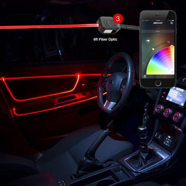 XKGlow XKFOSTA App Controlled Fiber Optic Light Kit  One 6' Roll & 3 LED Heads
