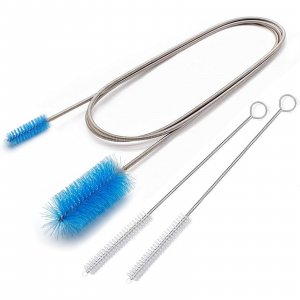 67" Flexible Drain Brush Set, Double Ended Long Hose Pipe Cleaner with 2 Pcs 8.2" Straw Cleaning Brushes, Nylon Tube Cleaner Tool for Refrigerator Defrost, Aquarium Filter, Sink Drain