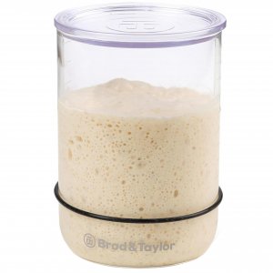 Brod & Taylor Sourdough Starter Jar (32oz) 100% Dishwasher Safe, Measurement Markings, Height Marker & Loose-Fitting Lid That Prevents Pressure Buildup (Durable Glass Jar, BPA-Free)