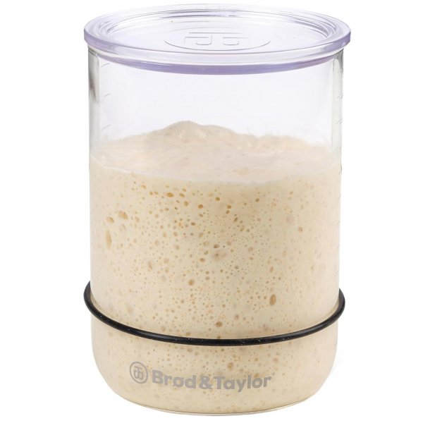 Brod & Taylor Sourdough Starter Jar (32oz) 100% Dishwasher Safe, Measurement Markings, Height Marker & Loose-Fitting Lid That Prevents Pressure Buildup (Durable Glass Jar, BPA-Free)