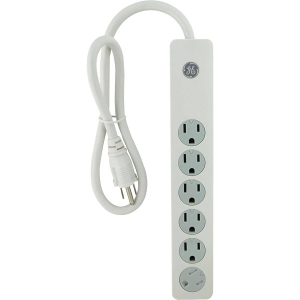 GE 14089 6-Outlet Surge Protector (3ft; White)