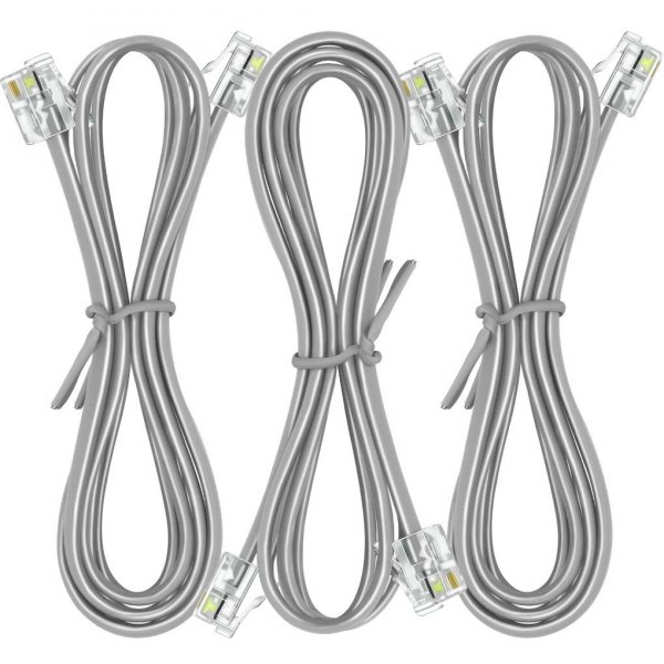 NECABLES 3Pack Phone Cord 6ft Telephone Cord for Landline and Fax