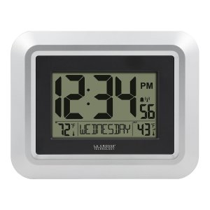 La Crosse Technology 513-1918S-INT Digital Wall Clock w/Temperature