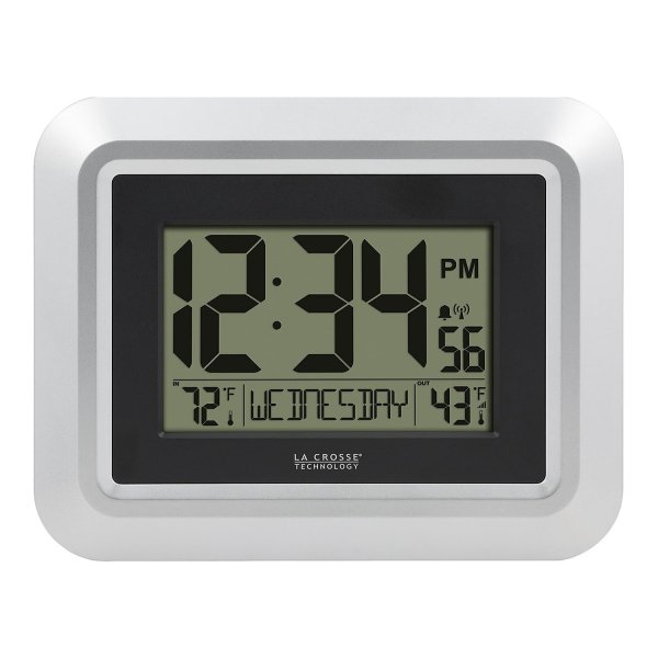 La Crosse Technology 513-1918S-INT Digital Wall Clock w/Temperature