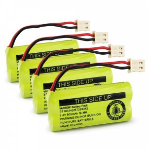 VANBOW BT183342/BT283342 2.4V 800mAh Ni-MH Battery Pack, Compatible with AT&T VTech Cordless Phone Batteries BT166342/BT266342 BT162342/BT262342 CS6709 CS6609 CS6509 CS6409 EL52100 EL50003 (Pack 4)