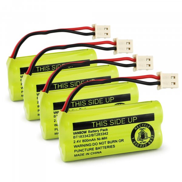 VANBOW BT183342/BT283342 2.4V 800mAh Ni-MH Battery Pack, Compatible with AT&T VTech Cordless Phone Batteries BT166342/BT266342 BT162342/BT262342 CS6709 CS6609 CS6509 CS6409 EL52100 EL50003 (Pack 4)