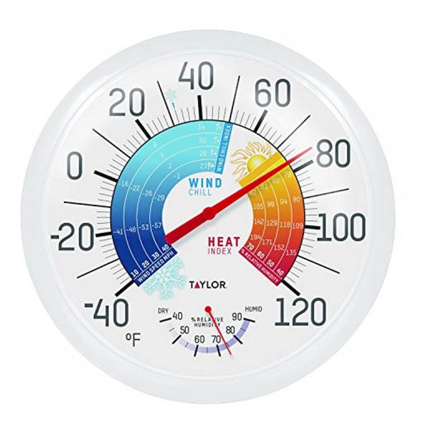Taylor Precision Prod. 6751 13.25" Chill/Heat Index Thermometer & Hygrometer