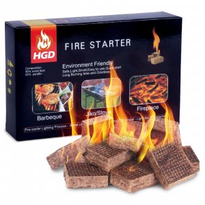HGD Fire Starter, Mini Natural Fire Starters for Campfires, BBQ Grill, Charcoal Chimney, Outdoor Pit, Indoor Fireplace, Wood Stove - Water Resistant Firestarter Sticks - Camping Accessories Essentials