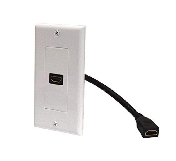 Steren 526-101WH HDMI Wall Plate & Pigtail